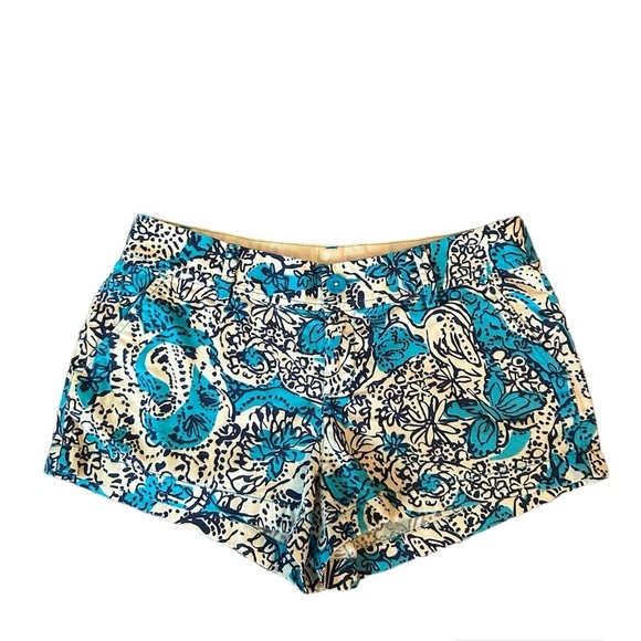 Lilly Pulitzer bright blue tropical patterned the Walsh shorts size 8 - Picture 1 of 9